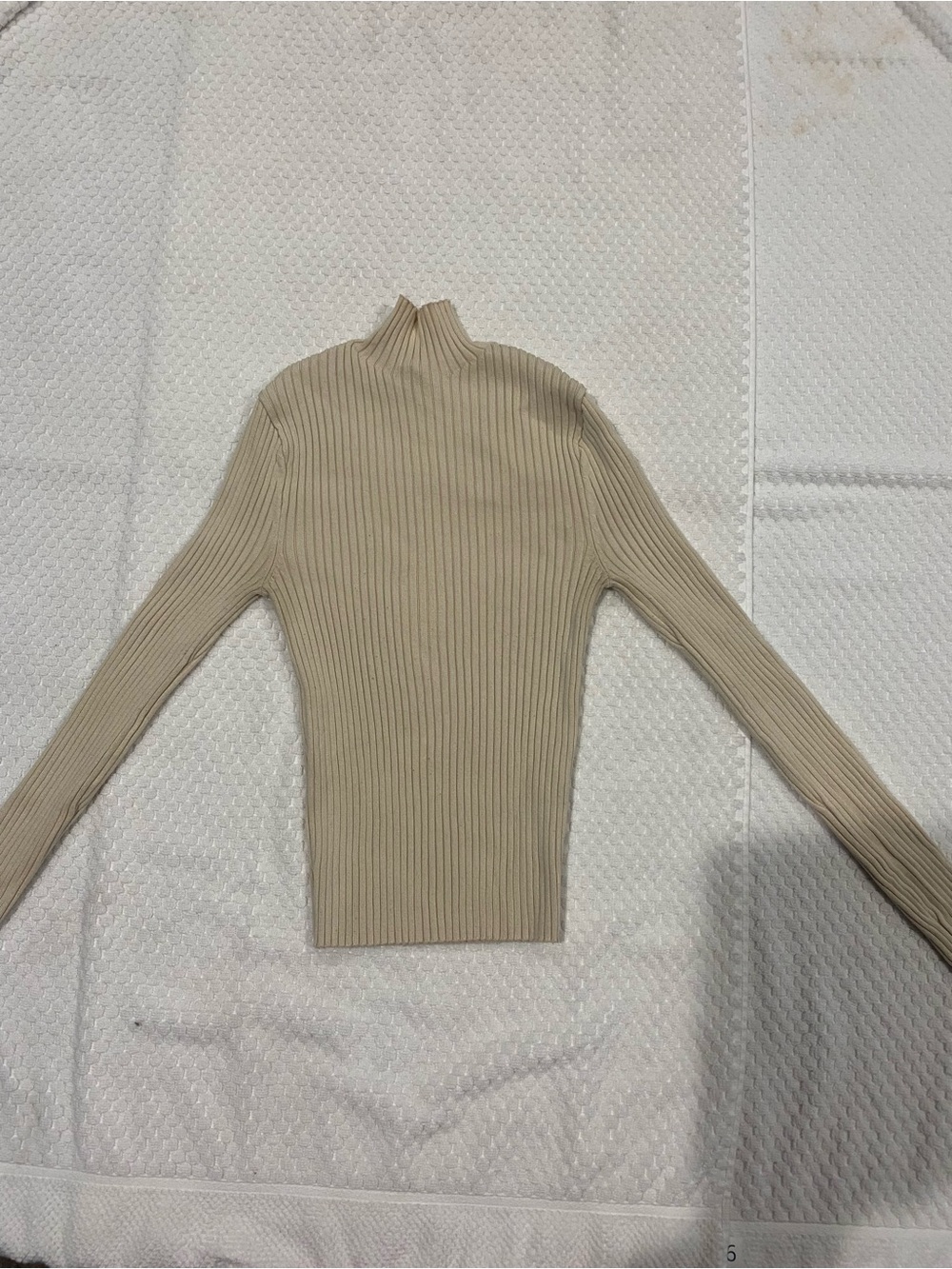 Zara Cream Ribbed Long Sleeve Top
